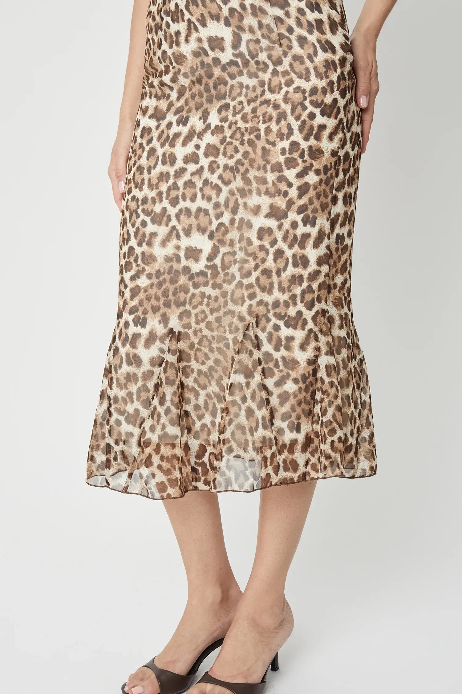 Mod Ref Wild at Heart Midi Skirt – Leopard Print Flare Midi Skirt