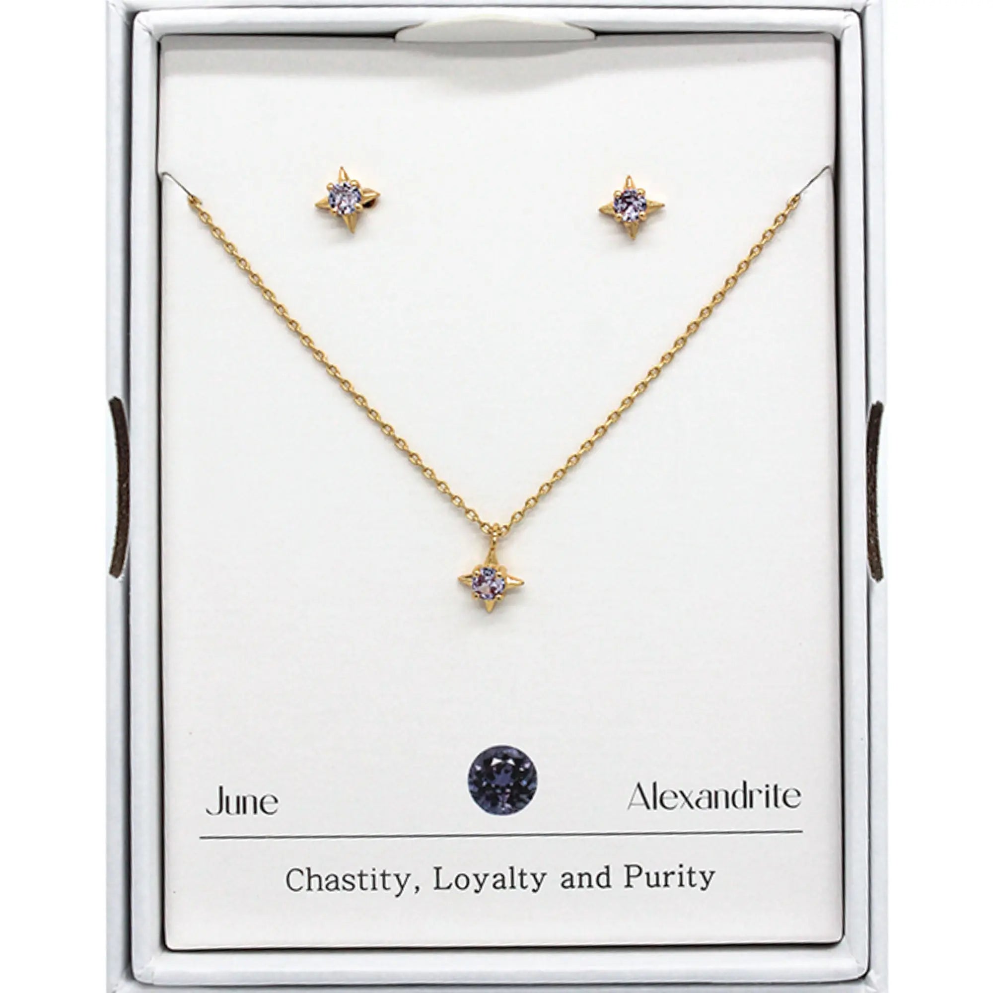 Joia Birthstone Star Necklace w/Earrings – Elegant 16” Jewelry Duo JOIA TRADING CO.