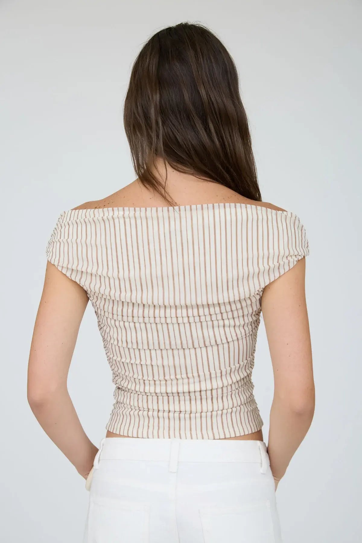 Blu Pepper Ocean Avenue Top – Off Shoulder Stripe Knit Top BLU PEPPER