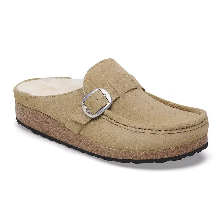 Birkenstock Buckley Shearling – Suede Clog with Genuine Shearling Lining TAUPE-N-40 BIRKENSTOCK