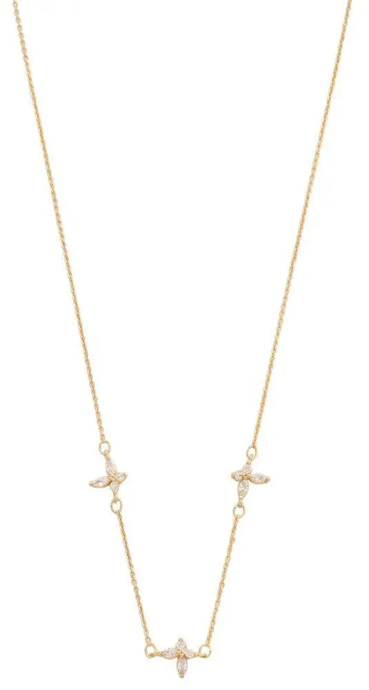 Joia Radiant Blooming Trio Necklace – 16” Dainty Floral Chain JOIA TRADING CO.