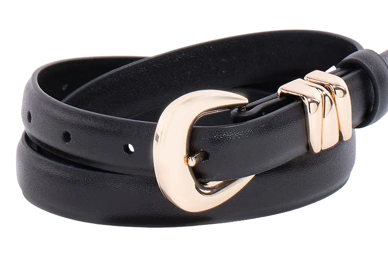 Fame Halo Curve Belt – Slim Bonded Leather Belt FAME ACCESSORIES