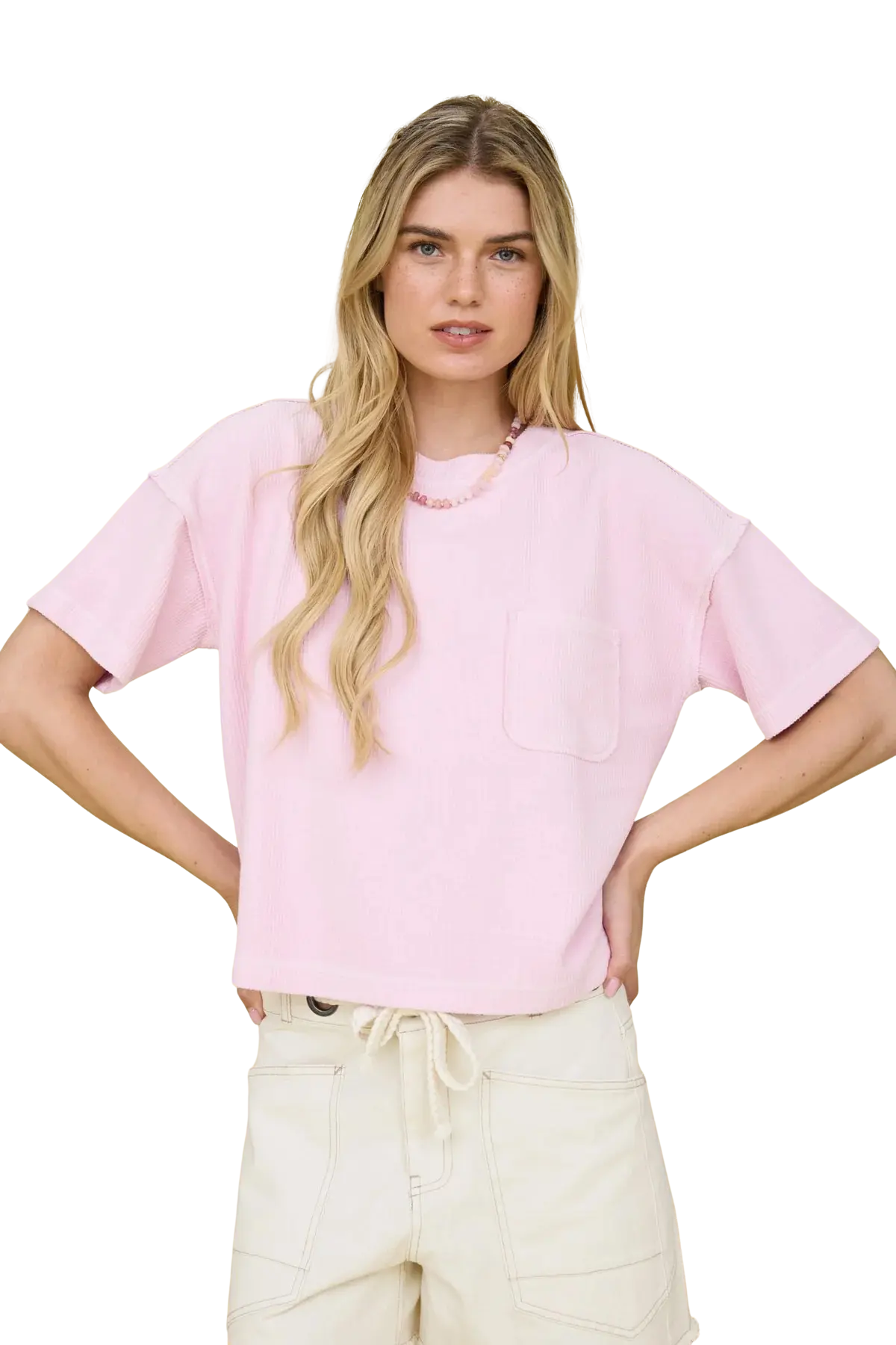 Blu Pepper Lounge Babe Top – Casual Ribbed Knit Shirt BLU PEPPER