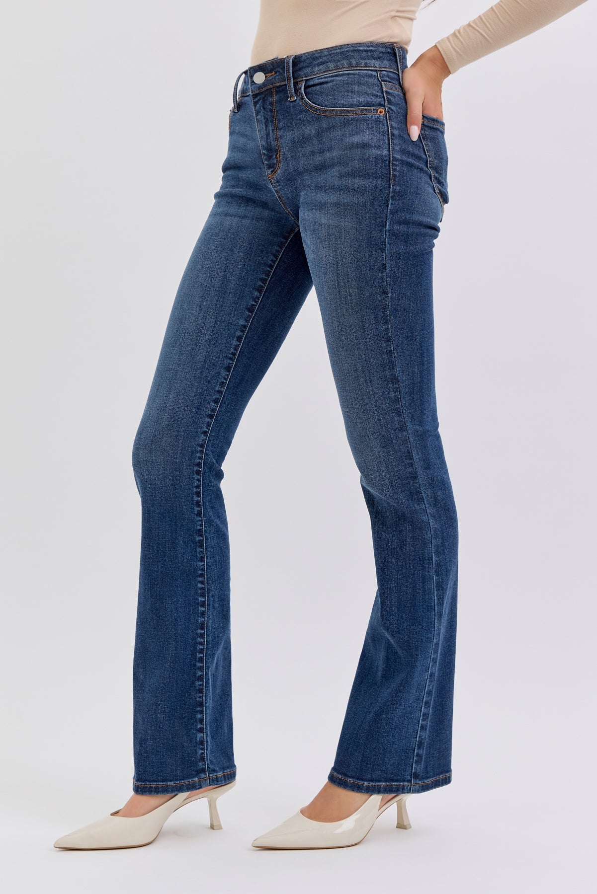 Cello Zoey Mid Rise Bootcut Jeans – Dark Stretch Denim WAT? JEANS & CELLO JEANS