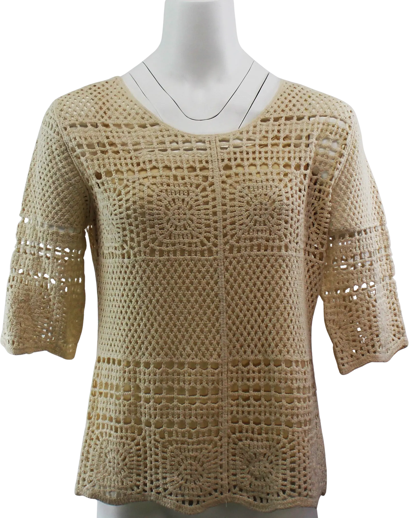 Keren Hart Bloom w/ Beauty Top – Crochet Cotton Top with Floral Elegance BEIGE-XL KEREN HART
