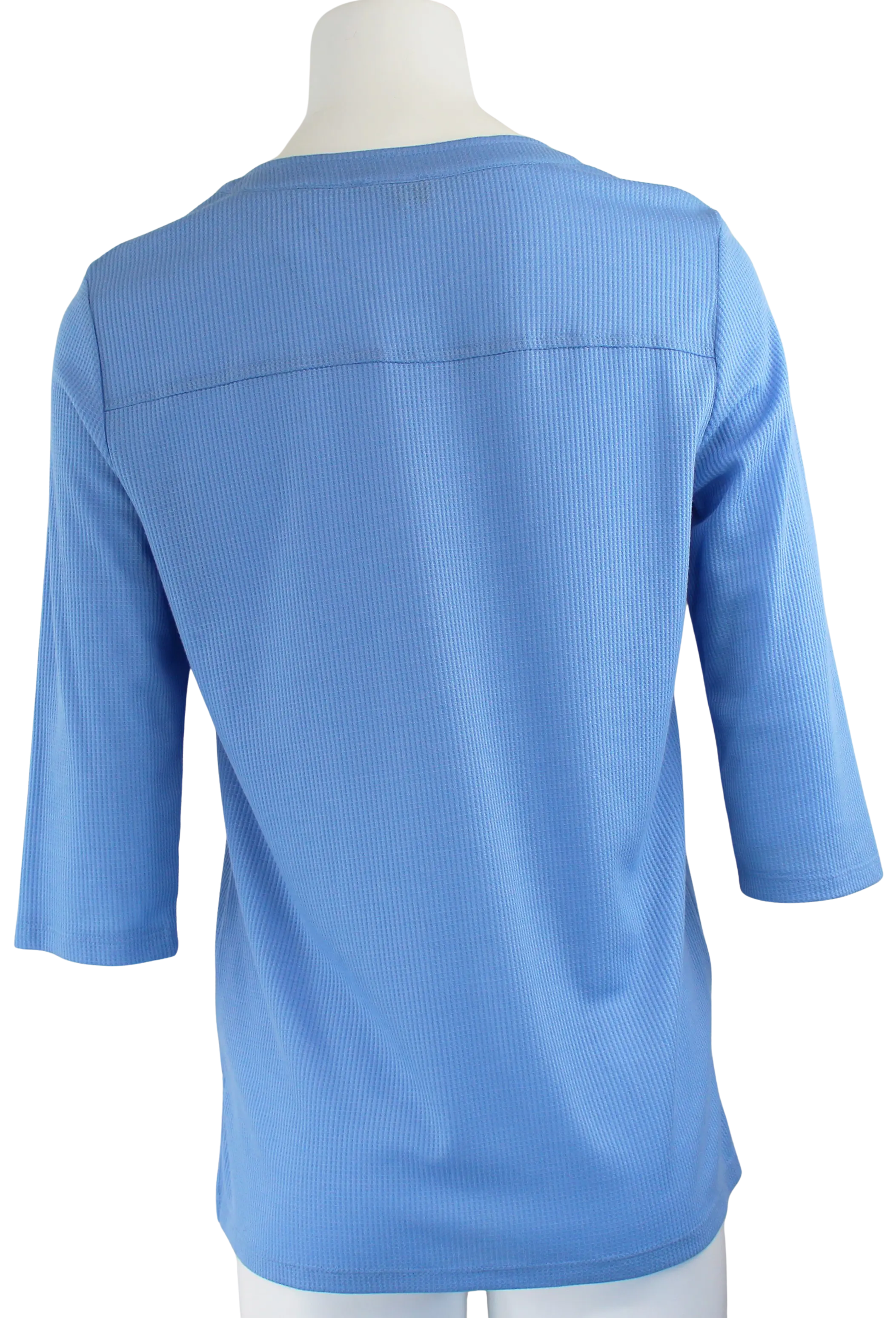 L. Hamrick Denim And More 3/4 Top – Waffle Knit Split Neck Tee L HAMRICK