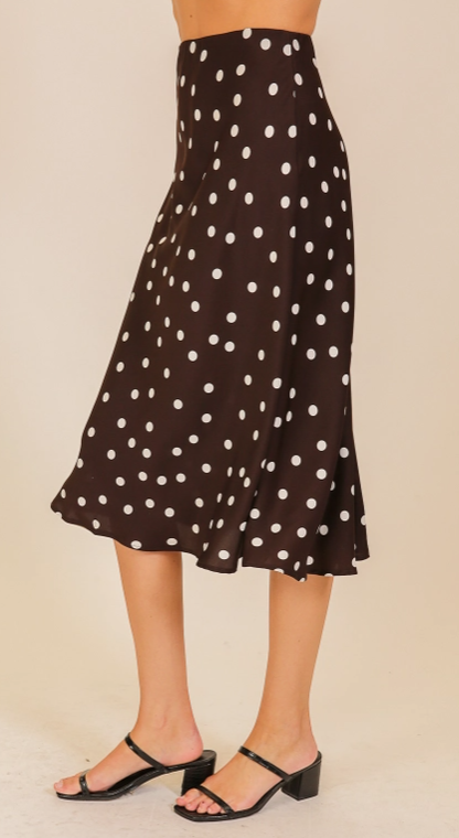 Timing Colette Midi Dot Skirt – High-Waisted Satin Skirt TIMING INC