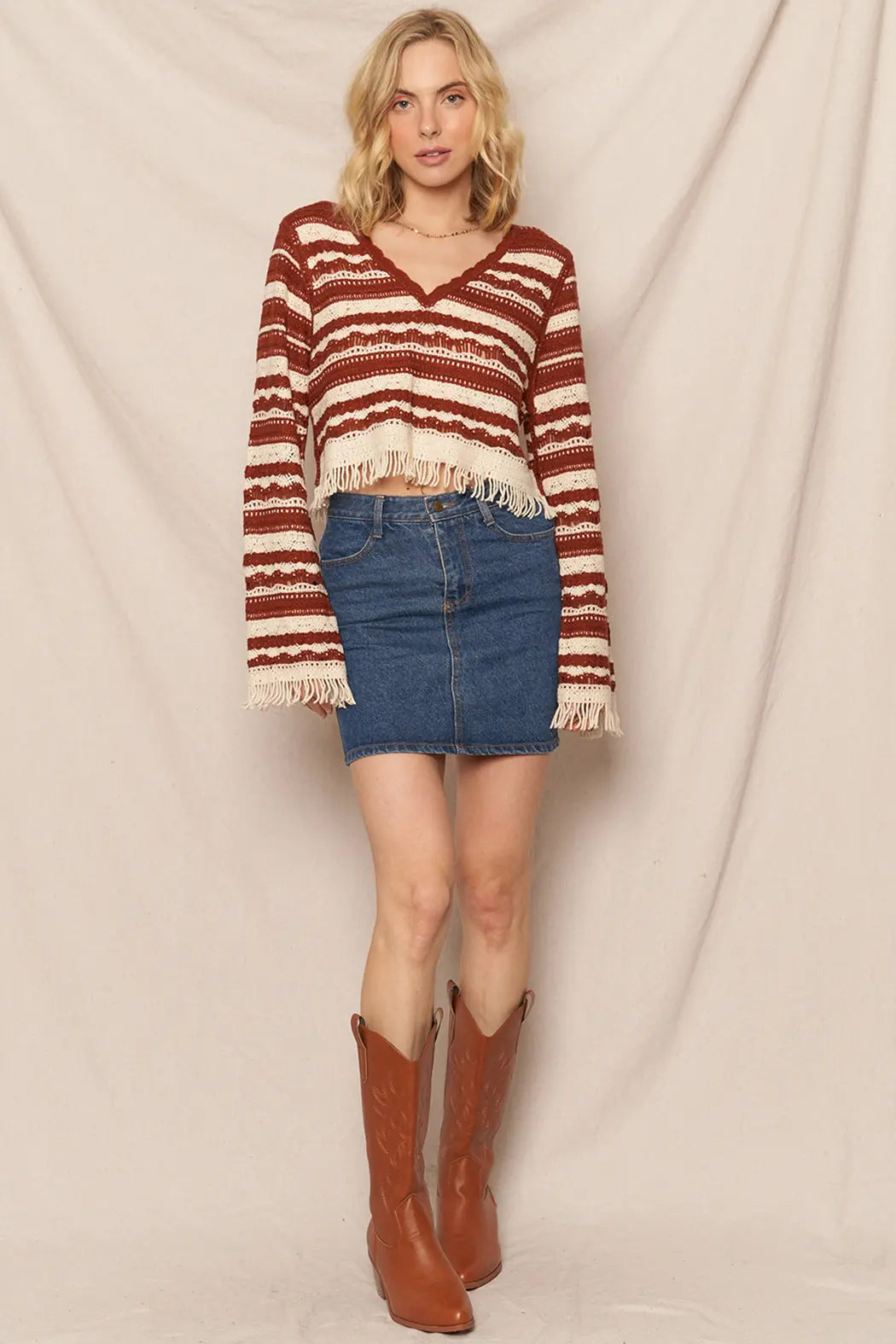 Love on an Island Top IVORY-BROWN-O-S EN CREME