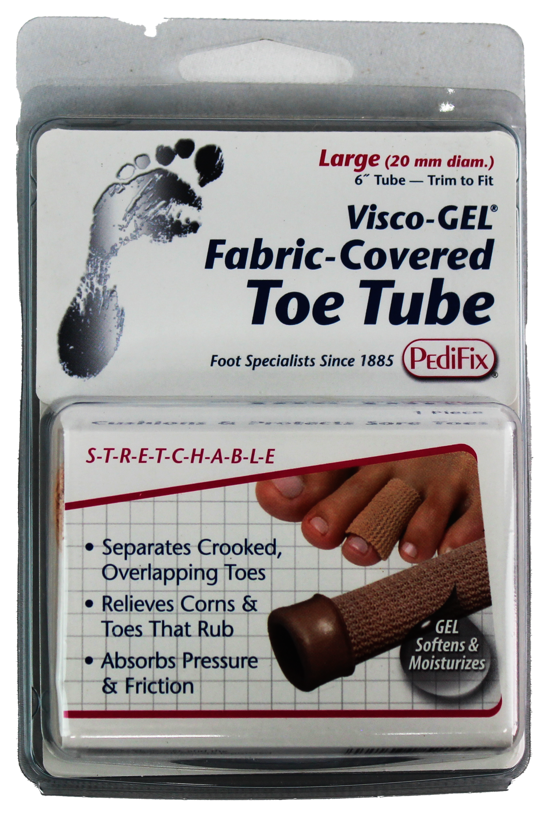 PediFix Visco-GEL Fabric-Covered Toe Tube – Soothing Protection for Toes PEDIFIX