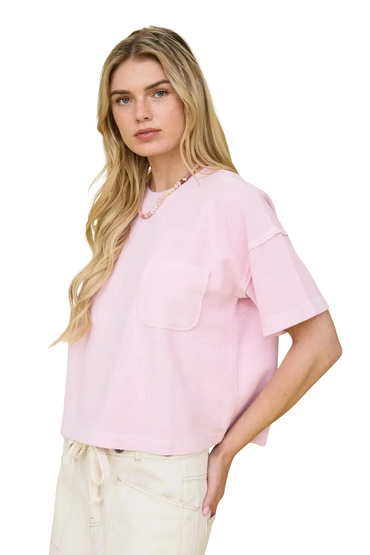 Blu Pepper Lounge Babe Top – Casual Ribbed Knit Shirt BLU PEPPER