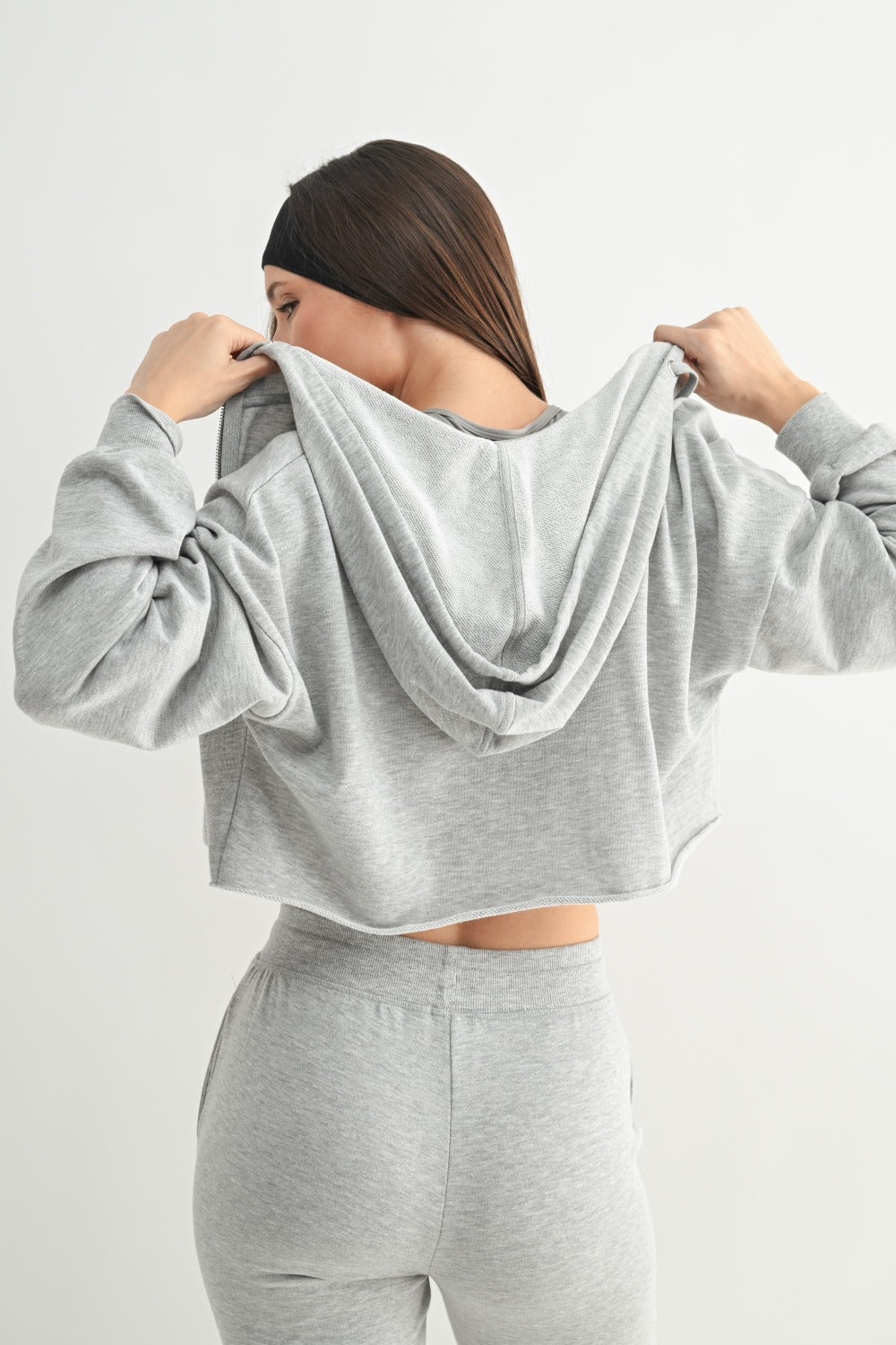 Mono B Crop Hoodie Zip-Up French Terry Jacket – Lightweight Zip-Up Hoodie MONO B