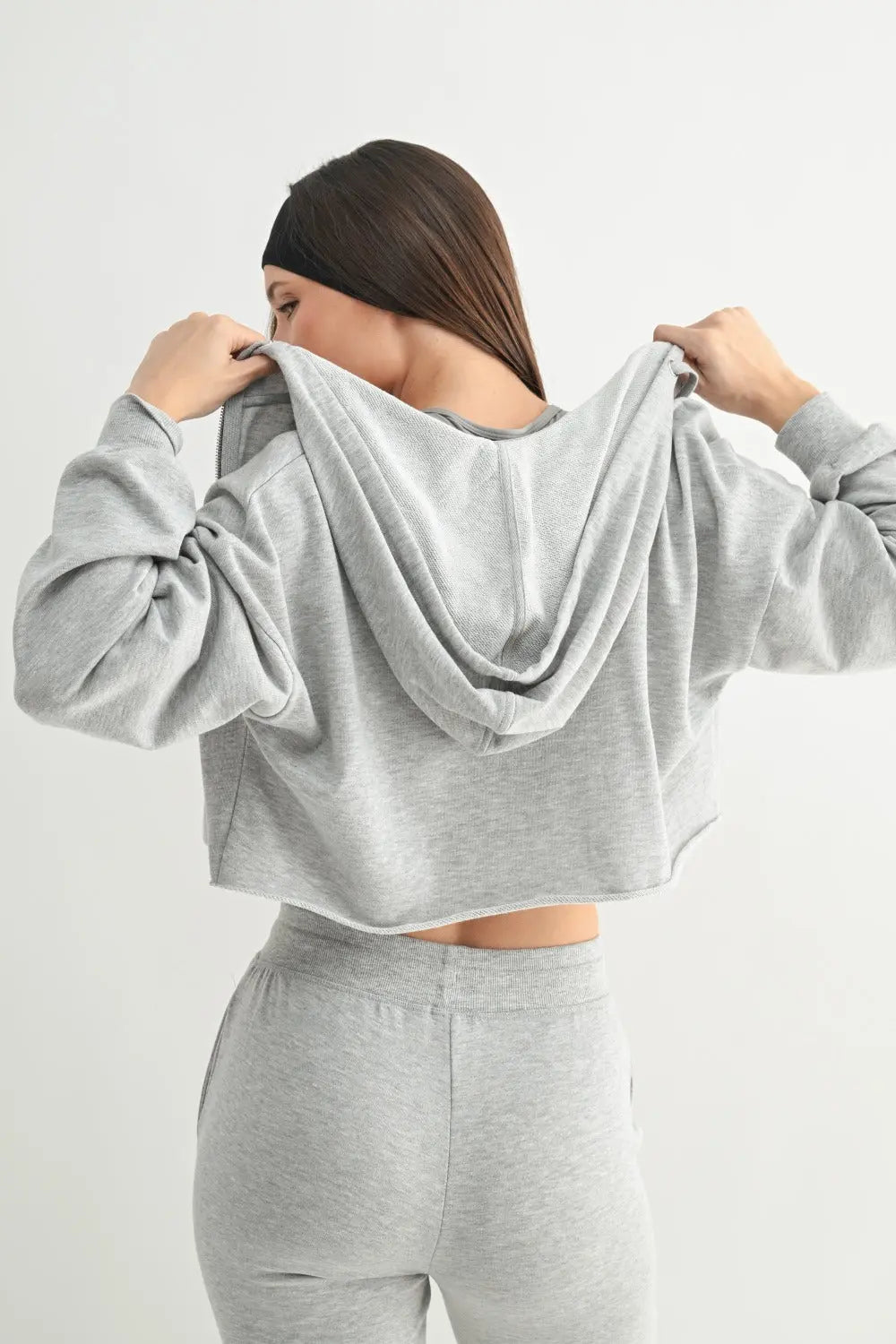 Mono B Crop Hoodie Zip-Up French Terry Jacket – Lightweight Zip-Up Hoodie MONO B