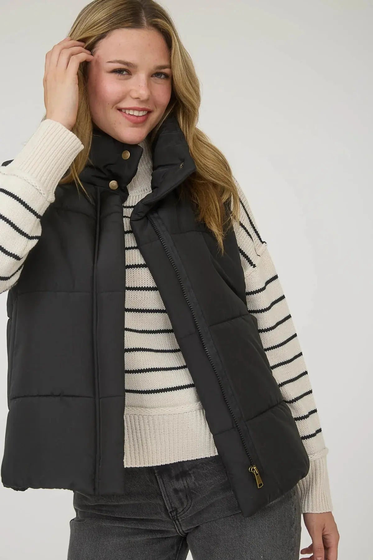 Blu Pepper Cozy Night Vest – High Neck Zip-Up Sleeveless Layer BLU PEPPER