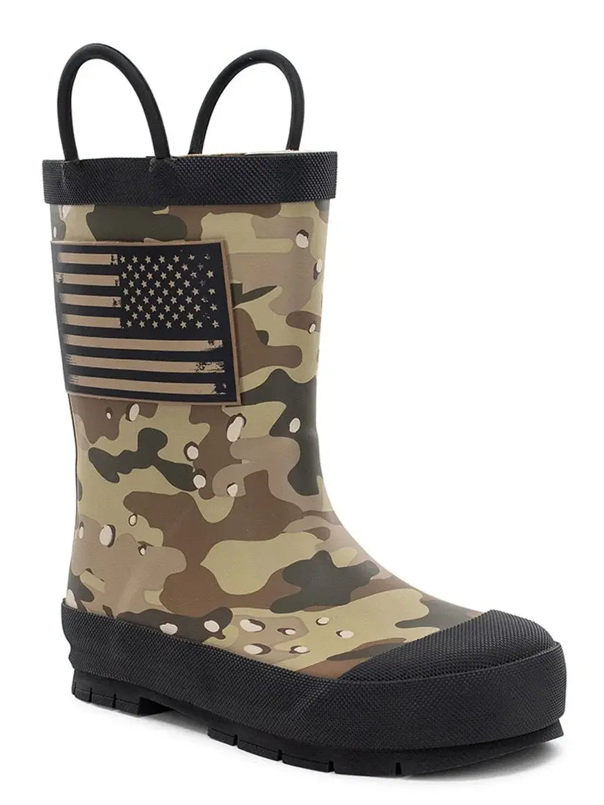 Kid’s Western Chief Frontier Flag Camo Boots – Adventure-Ready Style for Rainy Days Product variant