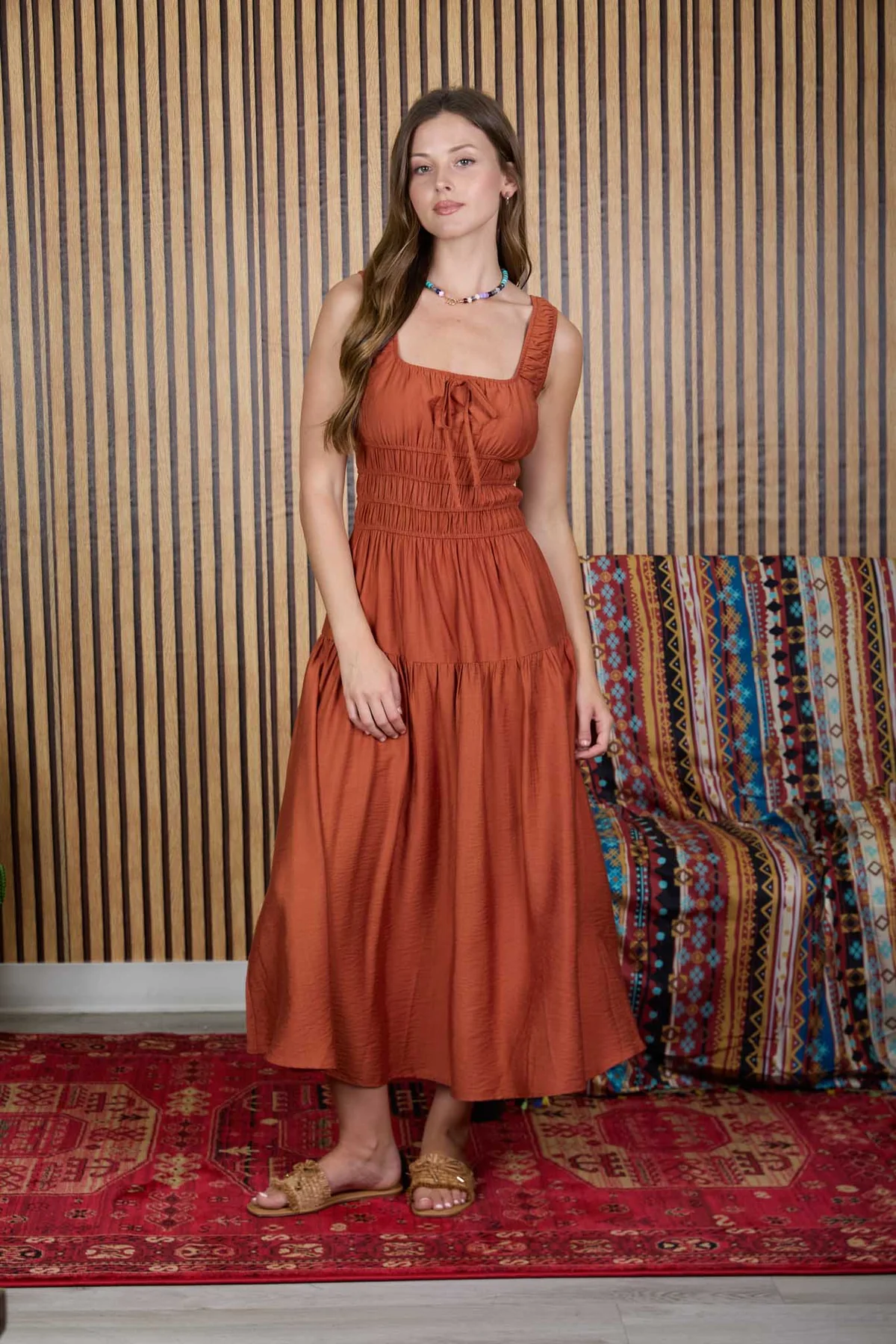 Blu Pepper Rustic Romance Dress – Satin A-Line Midi Dress BLU PEPPER