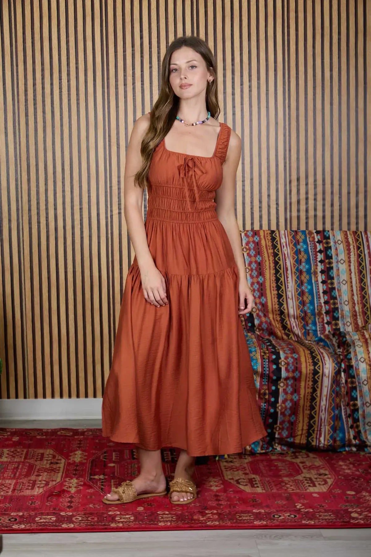 Blu Pepper Rustic Romance Dress – Satin A-Line Midi Dress BLU PEPPER