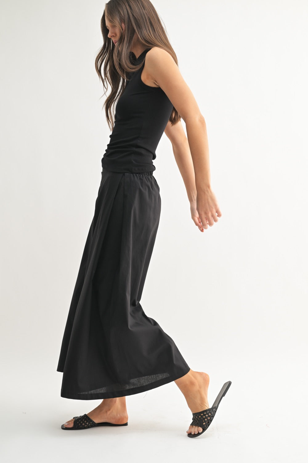 Mono B Summer Breeze Polo Set – Ribbed Top & Wide-Leg Cotton Pants MONO B