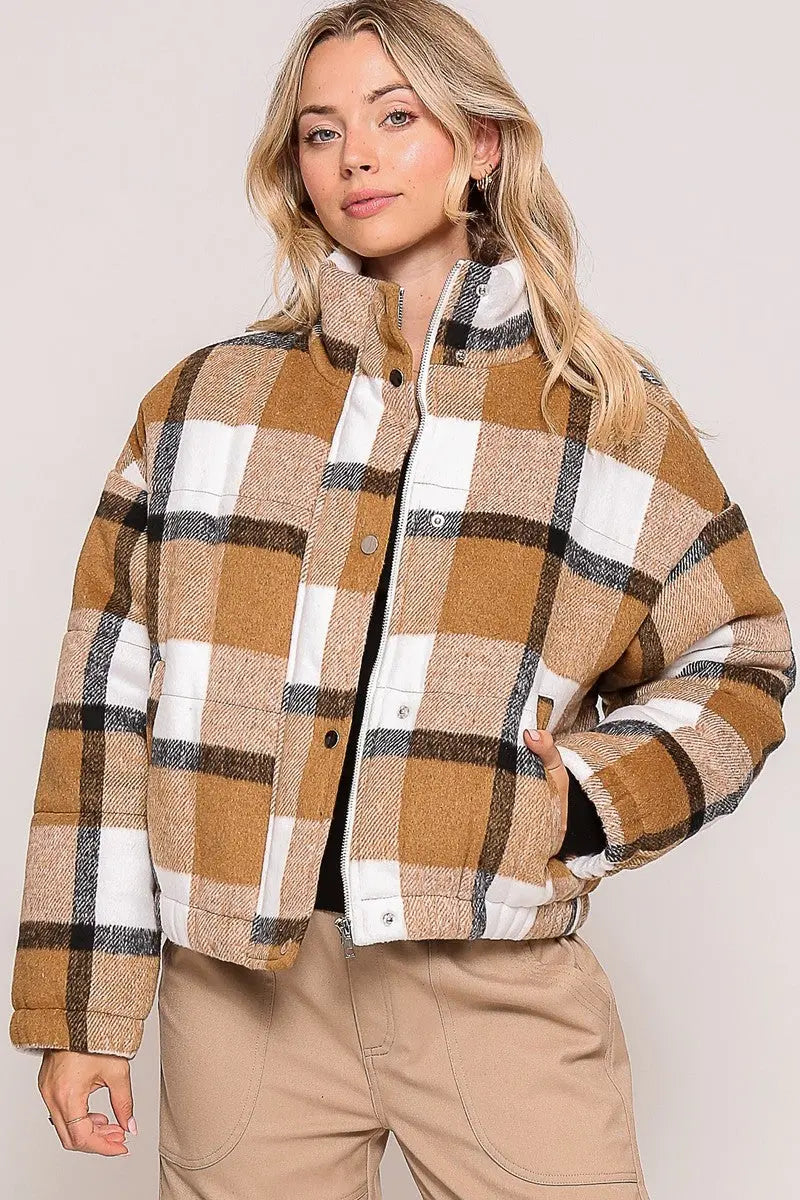 Sunrise Plaid Jacket BROWN COMBO / L TIMING INC