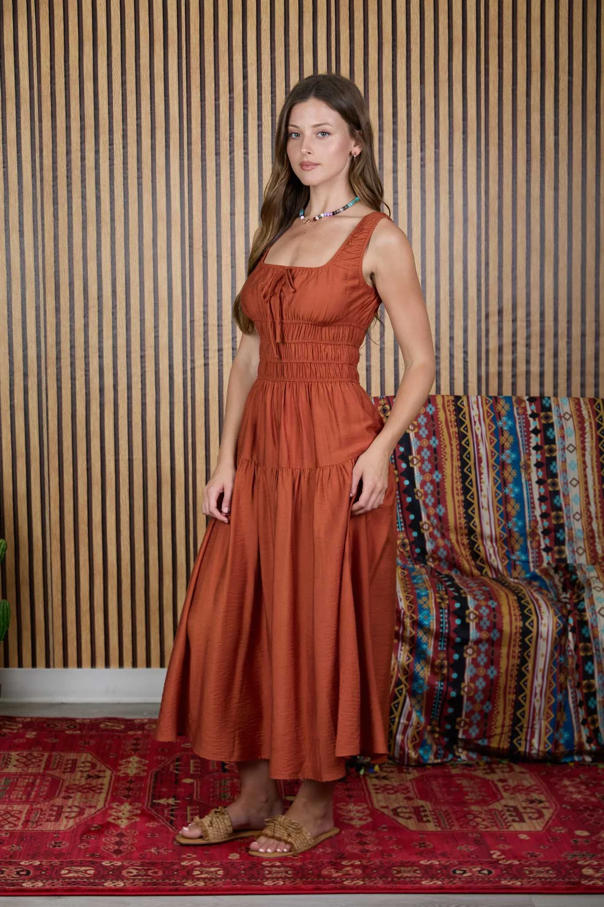 Blu Pepper Rustic Romance Dress – Satin A-Line Midi Dress BLU PEPPER