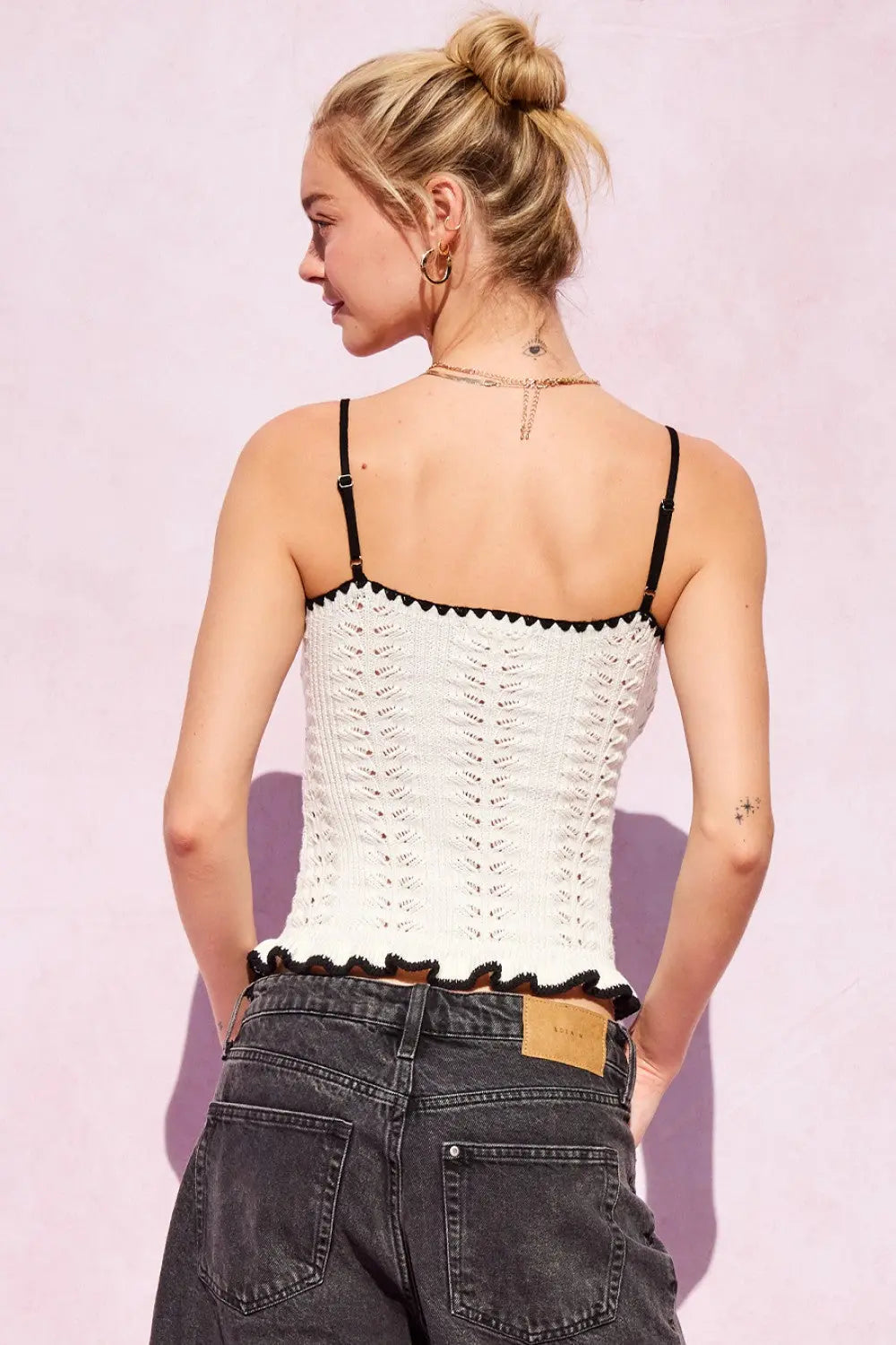 Illa Illa Sweet Life Top – Crochet Knit Sleeveless V-Neck Cami ILLA ILLA