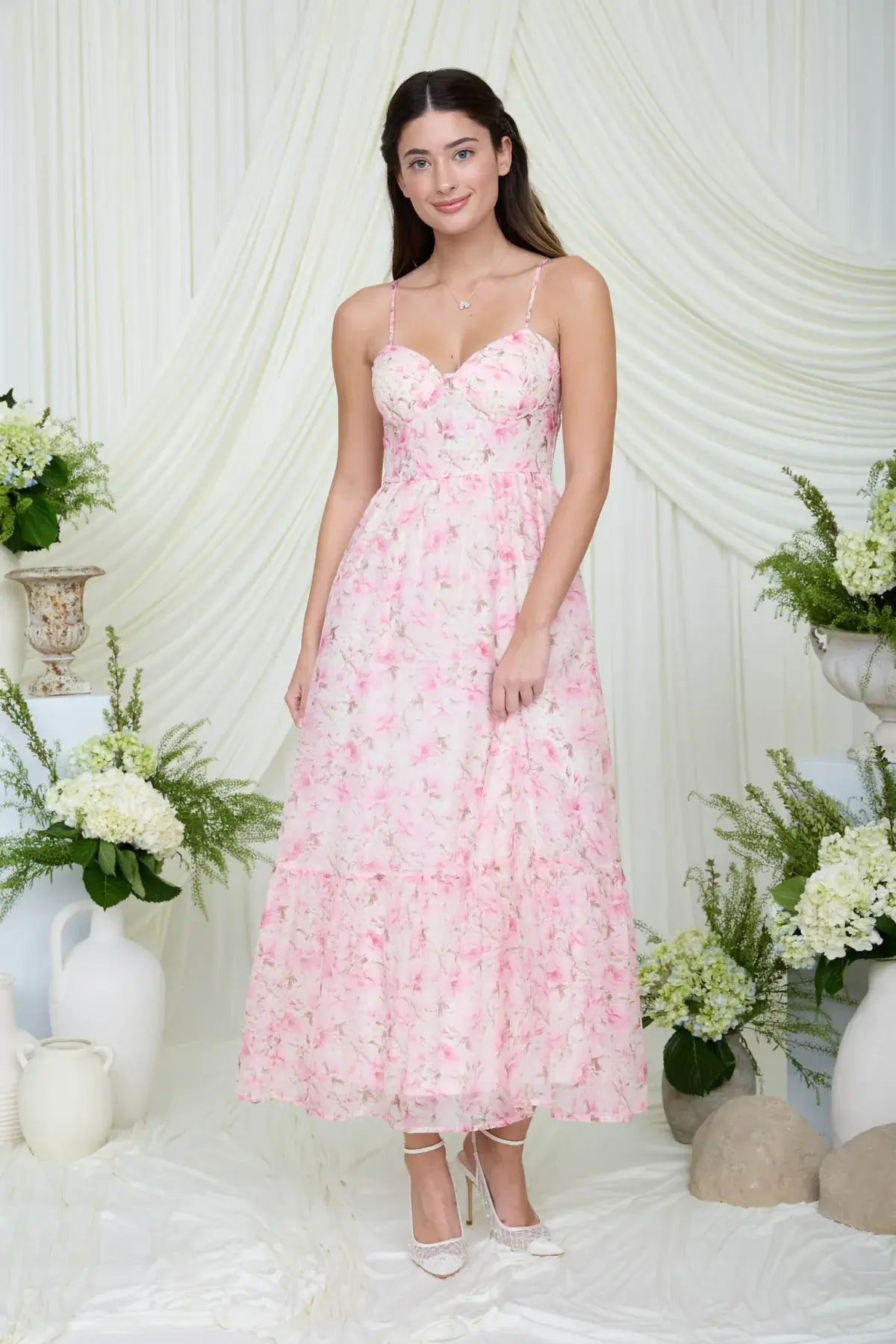 Blu Pepper Sweet Rose Dress – Ruffle Floral Midi Dress BLU PEPPER