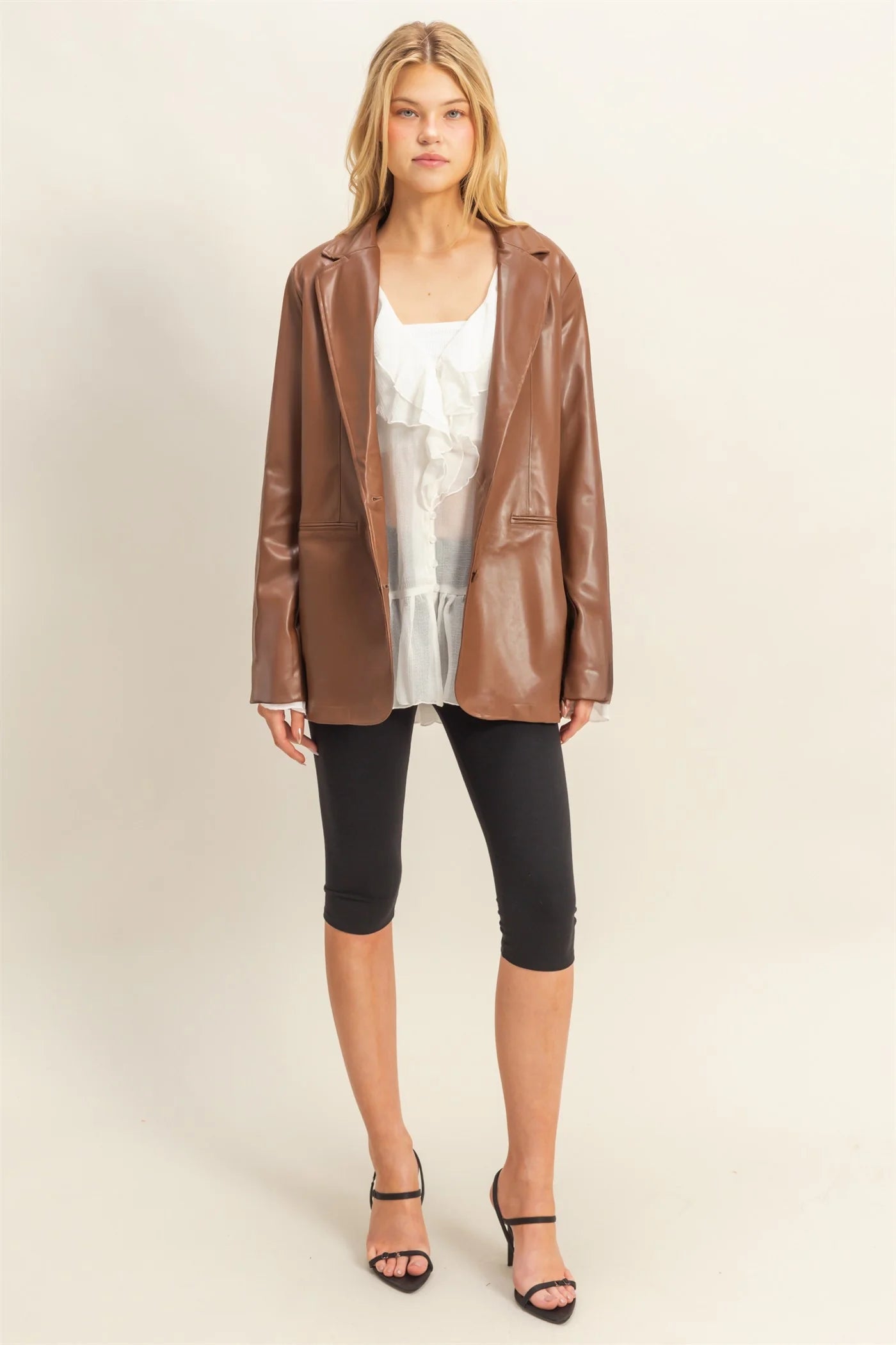Hyfive Manhattan Nightfall Leather Blazer – Oversized PU Jacket HYFIVE INC