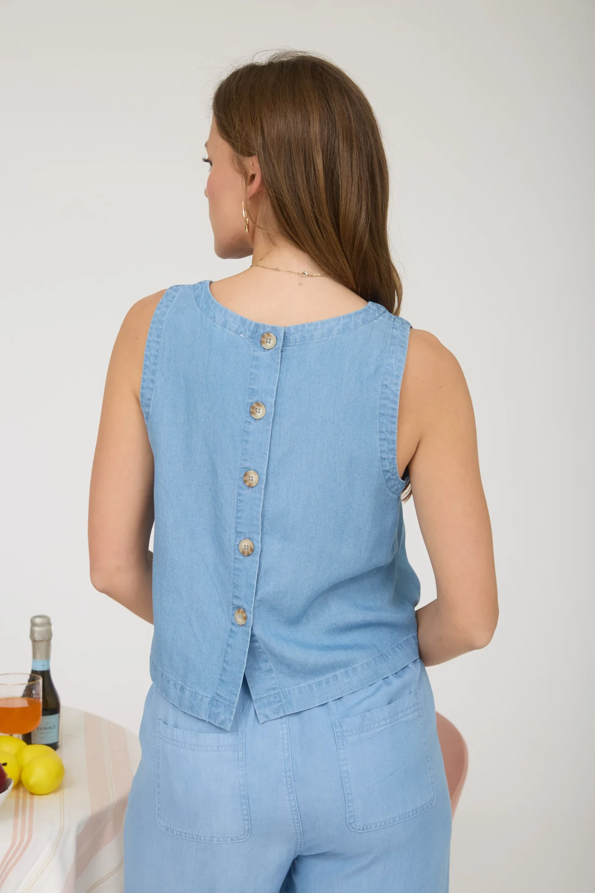 Blu Pepper Coastal Breeze Top – Lightweight Back Button Top