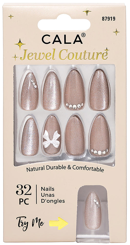 Joia Cala Jewel Cat Eye Press-On Nails – Nude Almond 32-Piece Set JOIA TRADING CO.