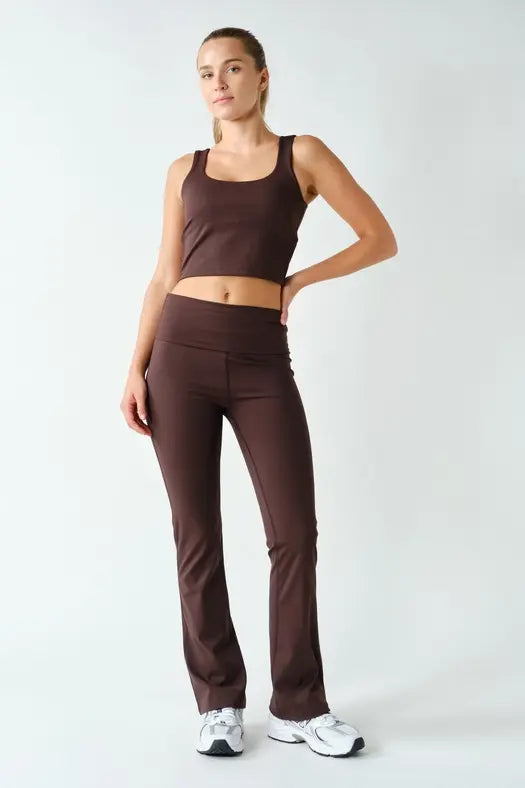 Mono B Align Fold-Over High-Waist Flare Leggings – Sleek Stretch with a Flattering Flare Product variant