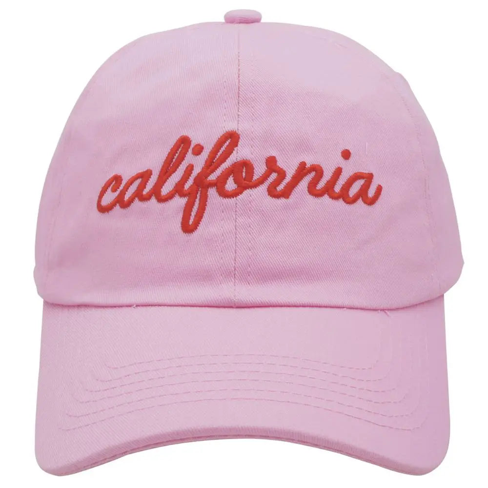Joia Accessories California-Cursive Lettering Ballcap – Trendy West Coast Style PINK-RED-LETTERING-EA JOIA TRADING CO.