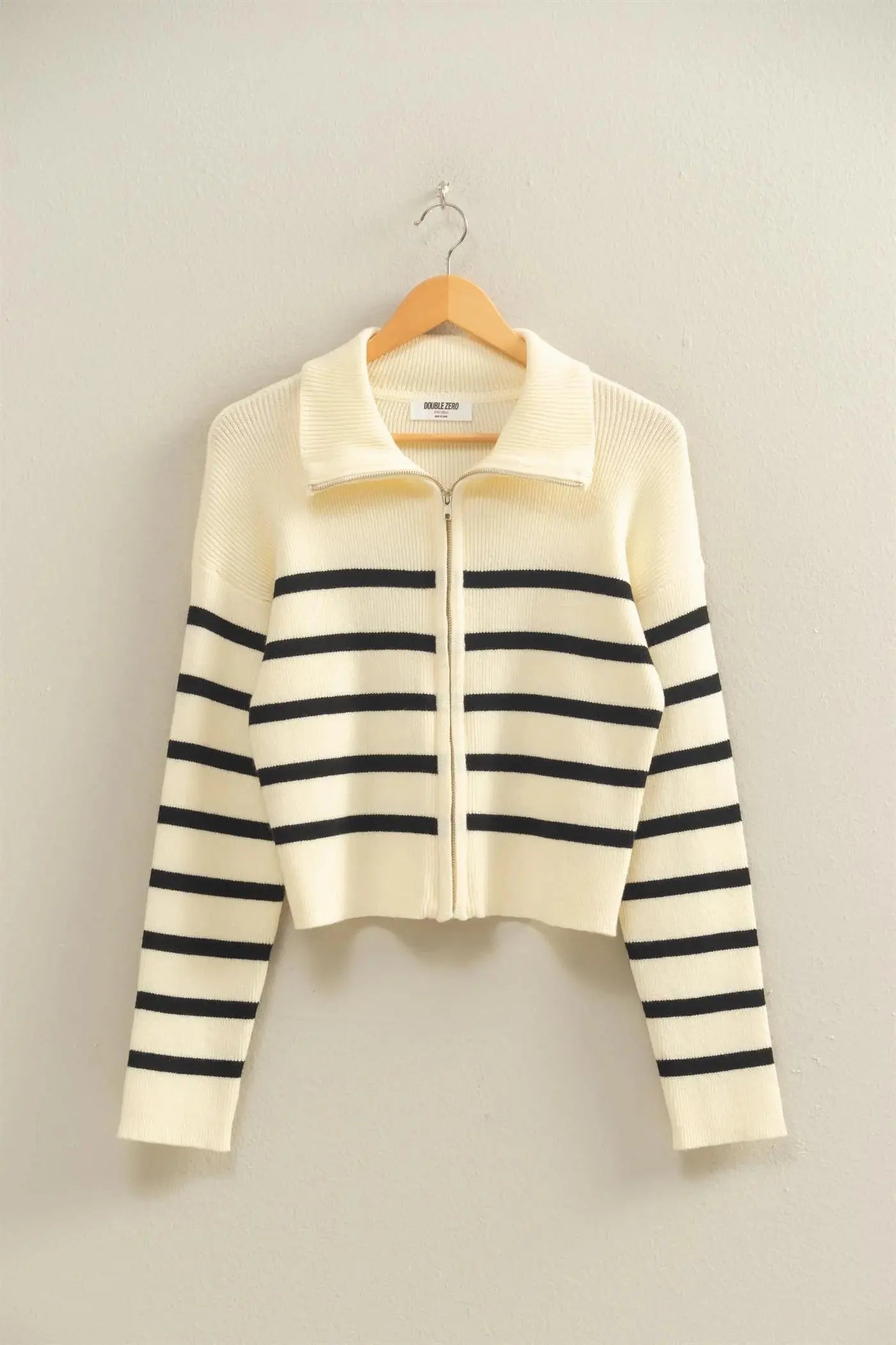 Hyfive Inc. Autumn Chill Sweater – Ribbed Stripe Zip Collar Knit HYFIVE INC