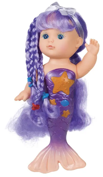 Faire Tub Time Magical Mermaid – 9” Waterproof Bath Doll PURPLE FAIRE