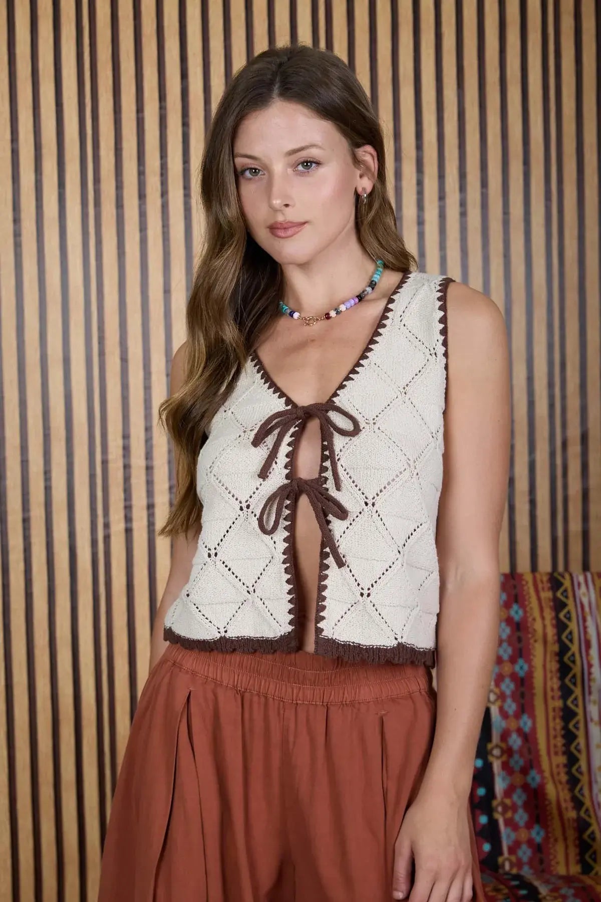 Blu Pepper Canyon Creek Vest – Open Knit Boho Layering Vest BLU PEPPER