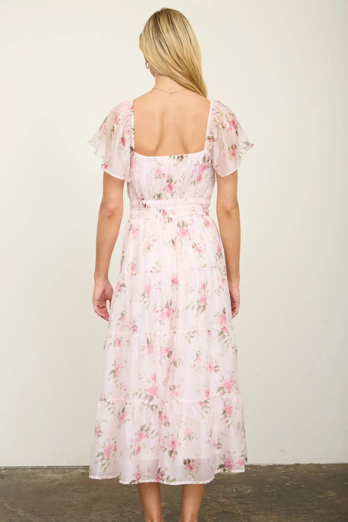 Blu Pepper Pretty In Pink Dress – Romantic Floral Midi Dress BLU PEPPER