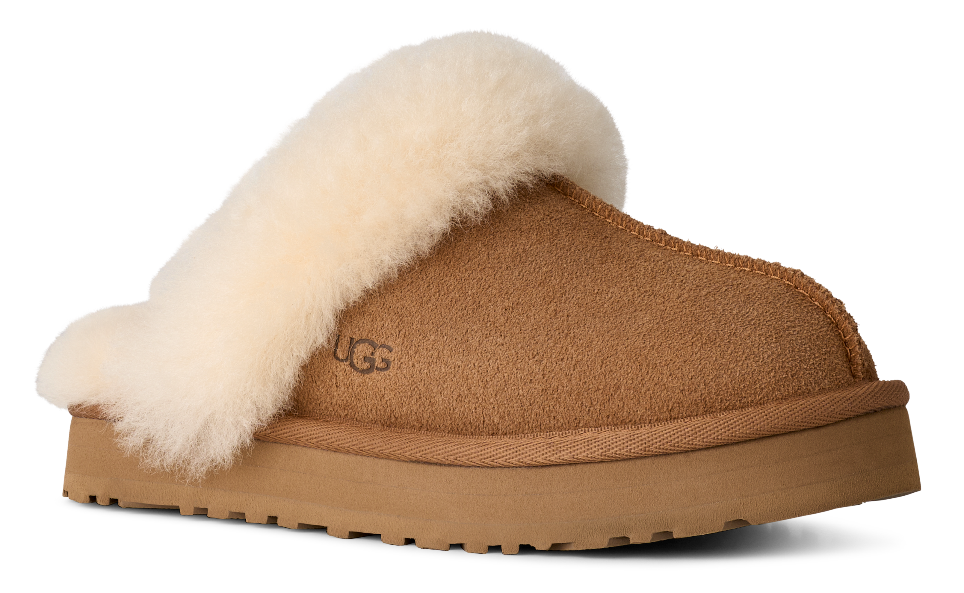 Kid’s UGG Disquette – Cozy Platform Slipper with Sheepskin Collar CHESTNUT / 13 UGG