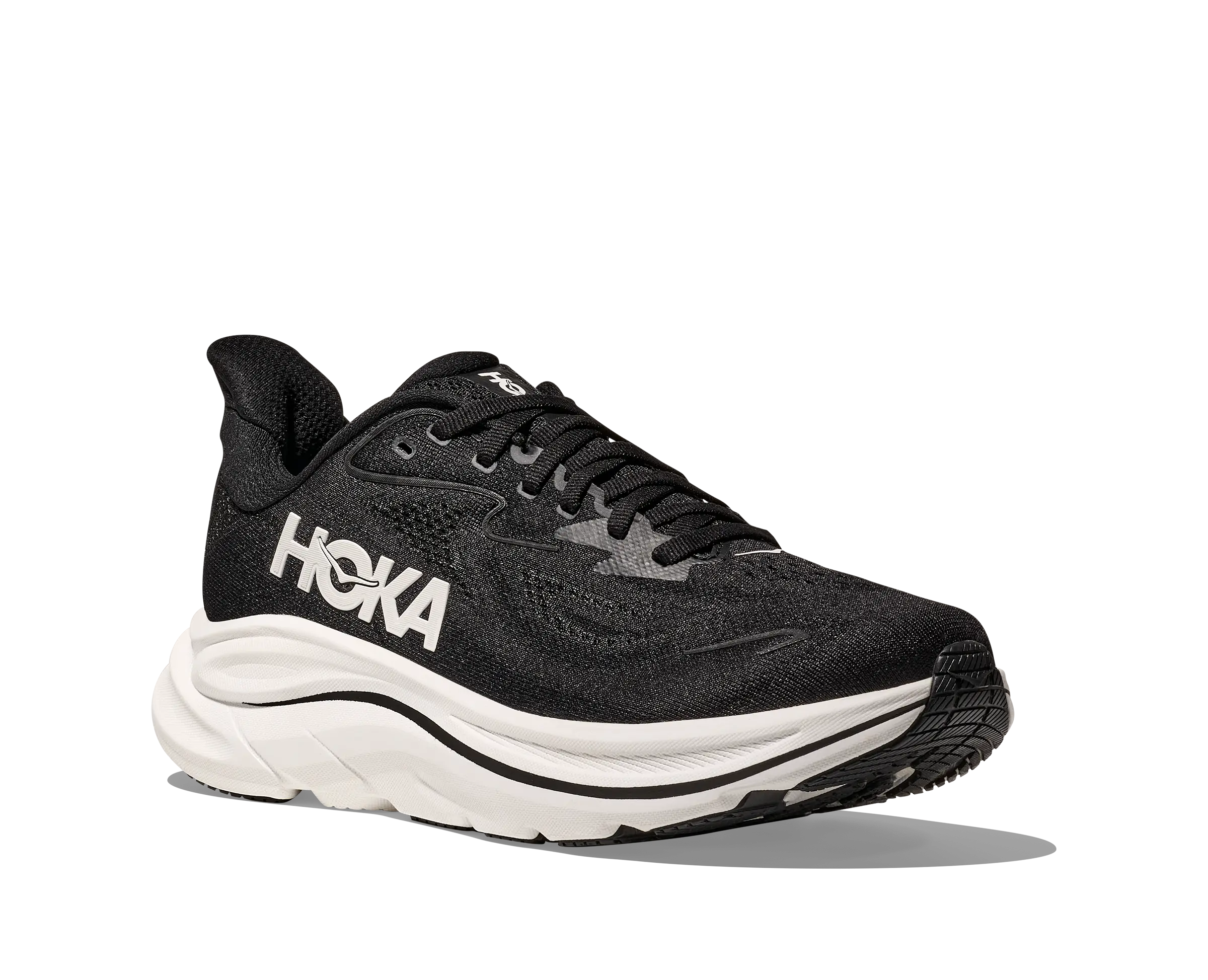 Men’s Hoka Clifton 10 – Soft Ride, Sleek Fit BLACK-WHITE-D-13 HOKA