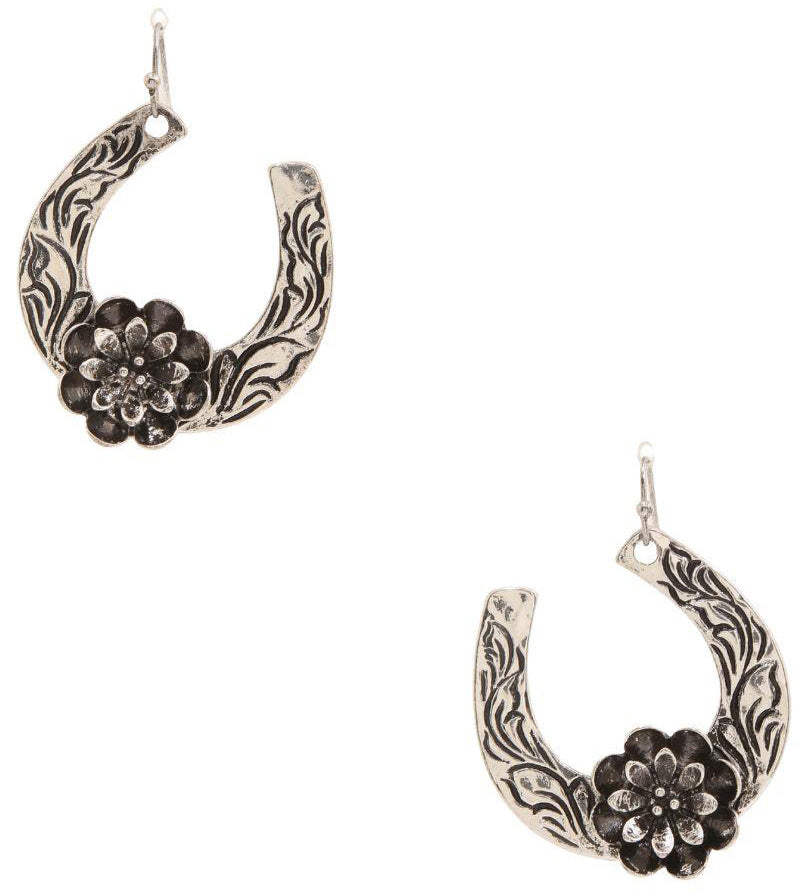 Joia Wildflower Horseshoe Earrings – Floral Western Statement Earrings JOIA TRADING CO.
