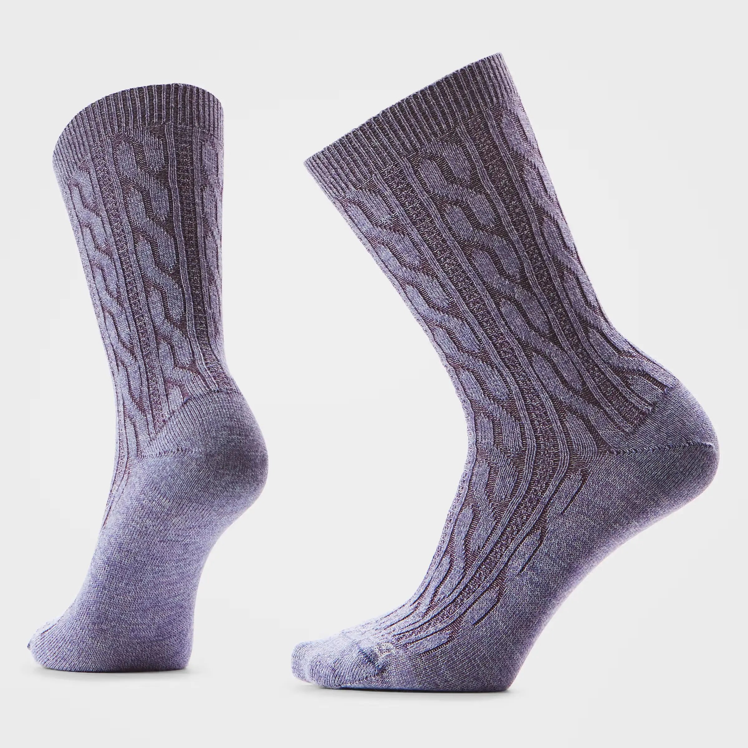 Women's Everyday Cable Crew Socks - Cozy, Stylish, and Effortless CHALK VIOLET / L SMART WOOL