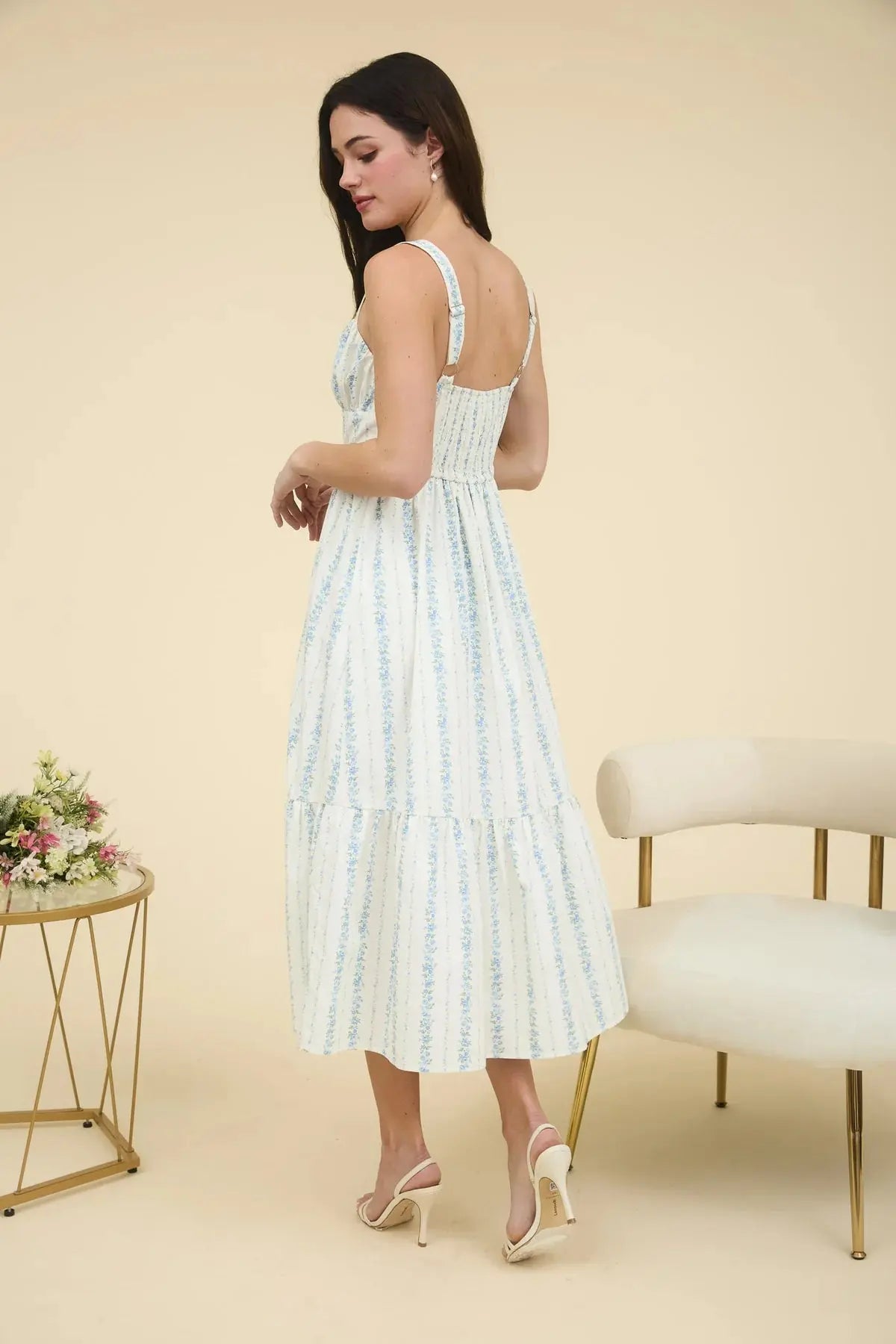 Blu Pepper Summertime Blues Dress – Floral Maxi with Sweetheart Neckline BLU PEPPER