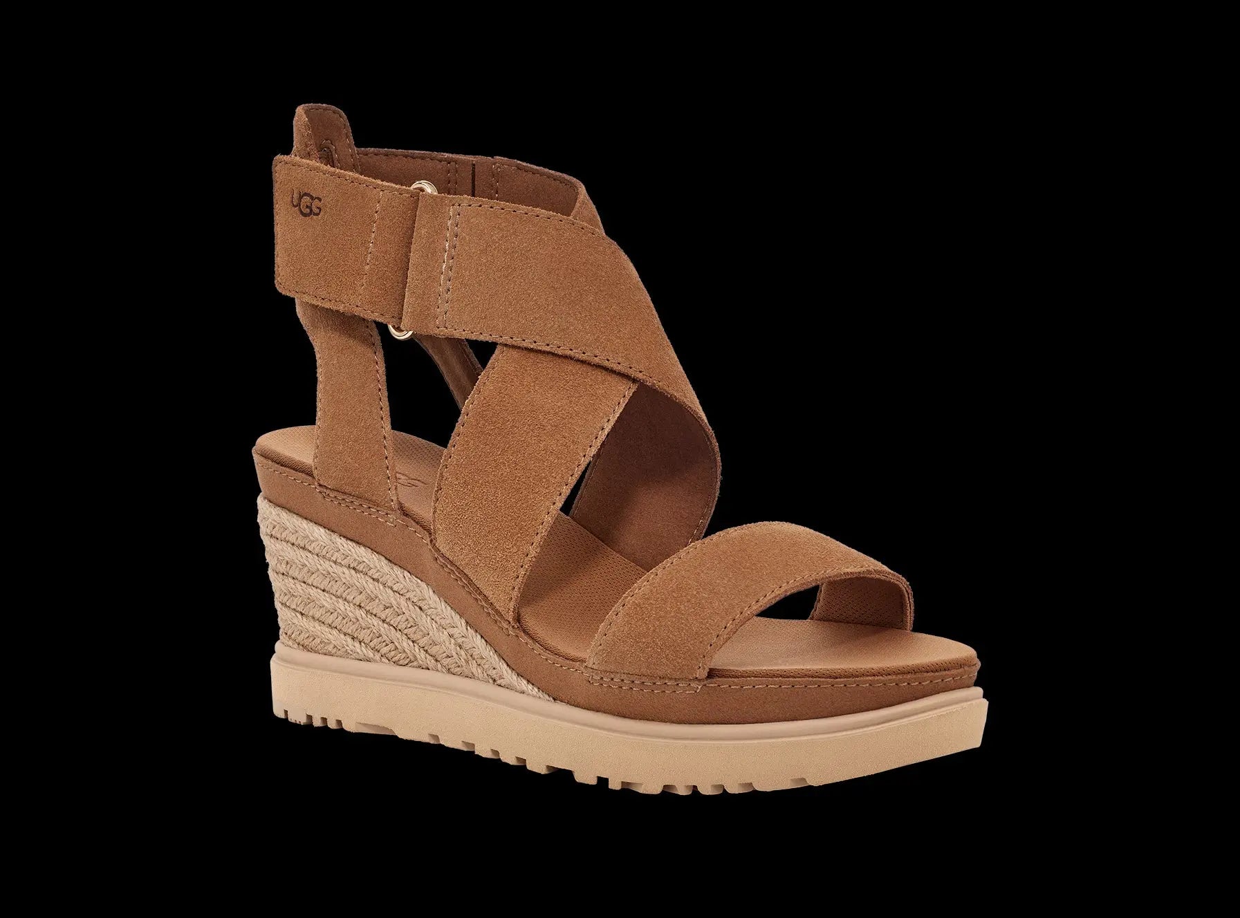 Women's UGG Ileana Ankle – Suede Wedge Sandal with Jute Wrap
