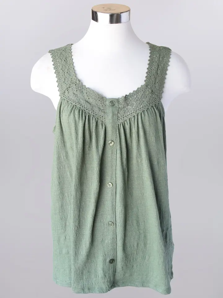 Keren Hart Sweet Fern Tank – Crochet Lace Button Front Tank KEREN HART
