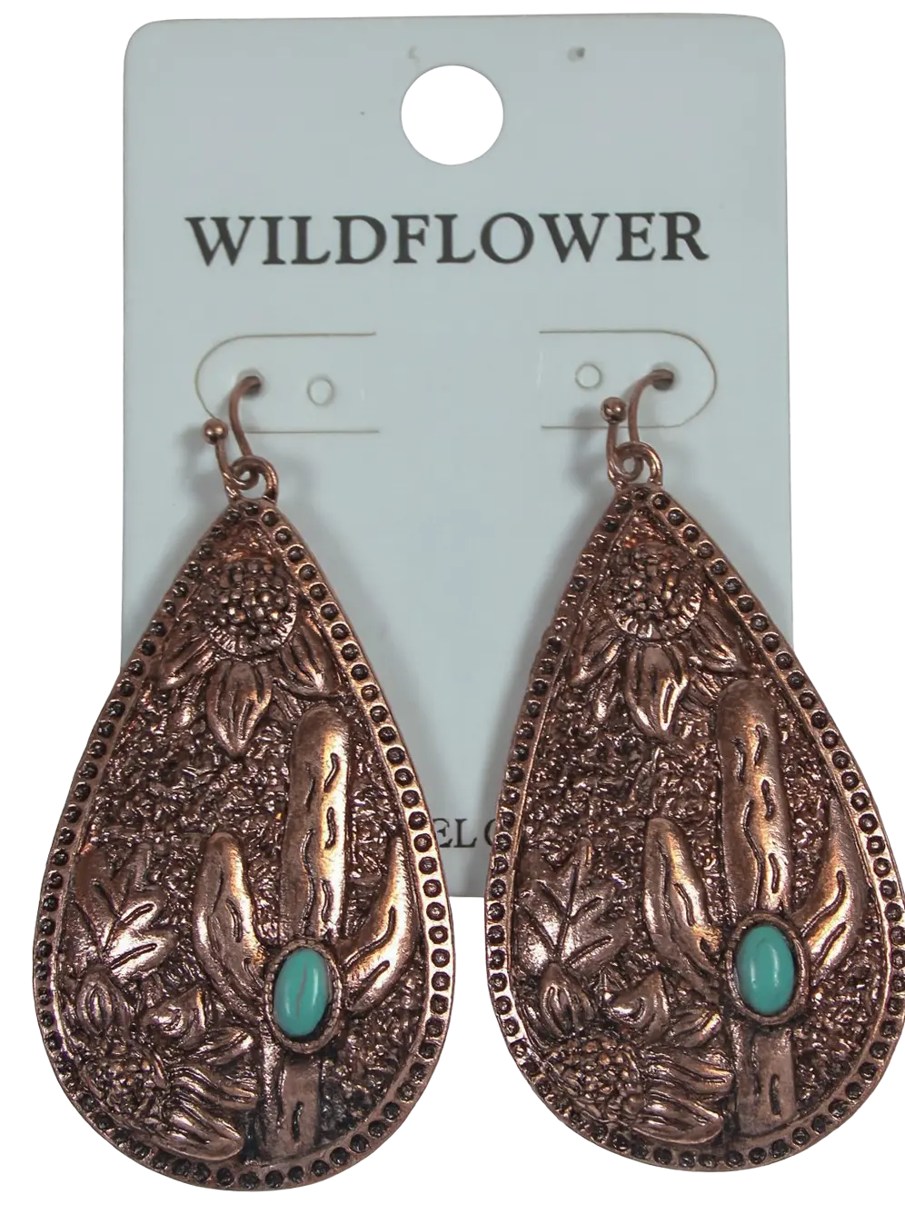 Joia Accessories Oakley Western Cactus Teardrop Earrings – Rustic Desert Style COPPER JOIA TRADING CO.