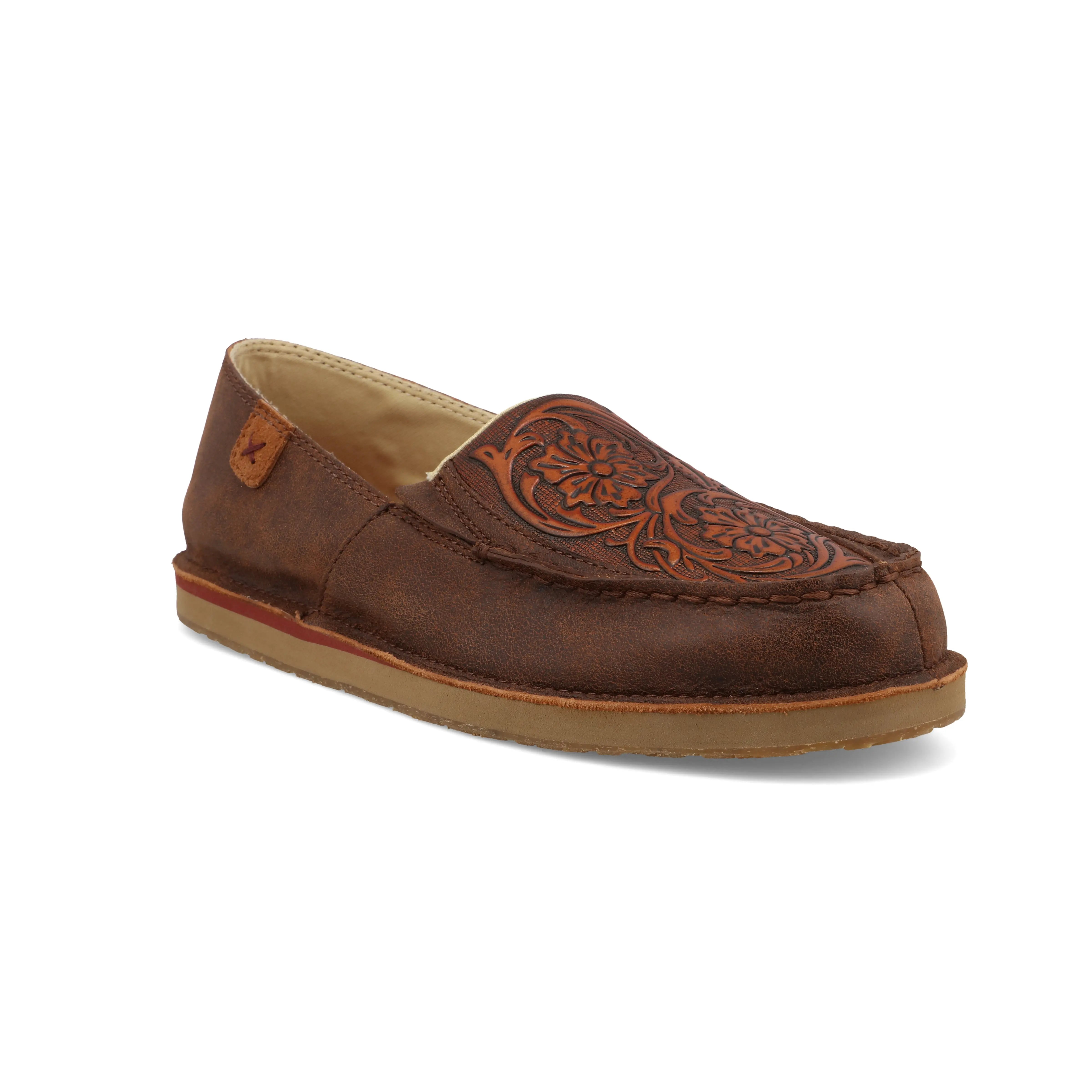 Women's Slip-On Loafer CHOCOLATE-BOMBER-TOOLED-BROWN-M-10 TWISTED X
