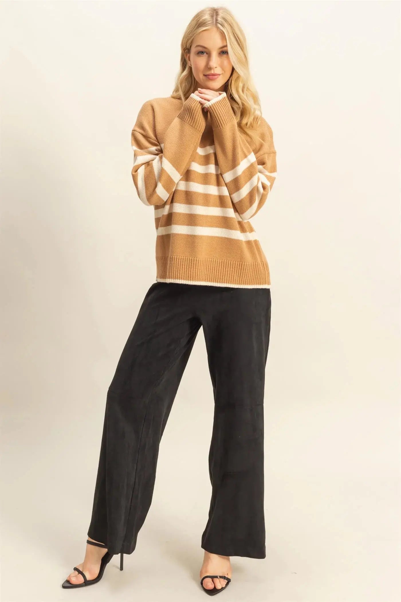 Hyfive Coastal Stripe Knit Sweater – Classic Crew Neck Style HYFIVE INC