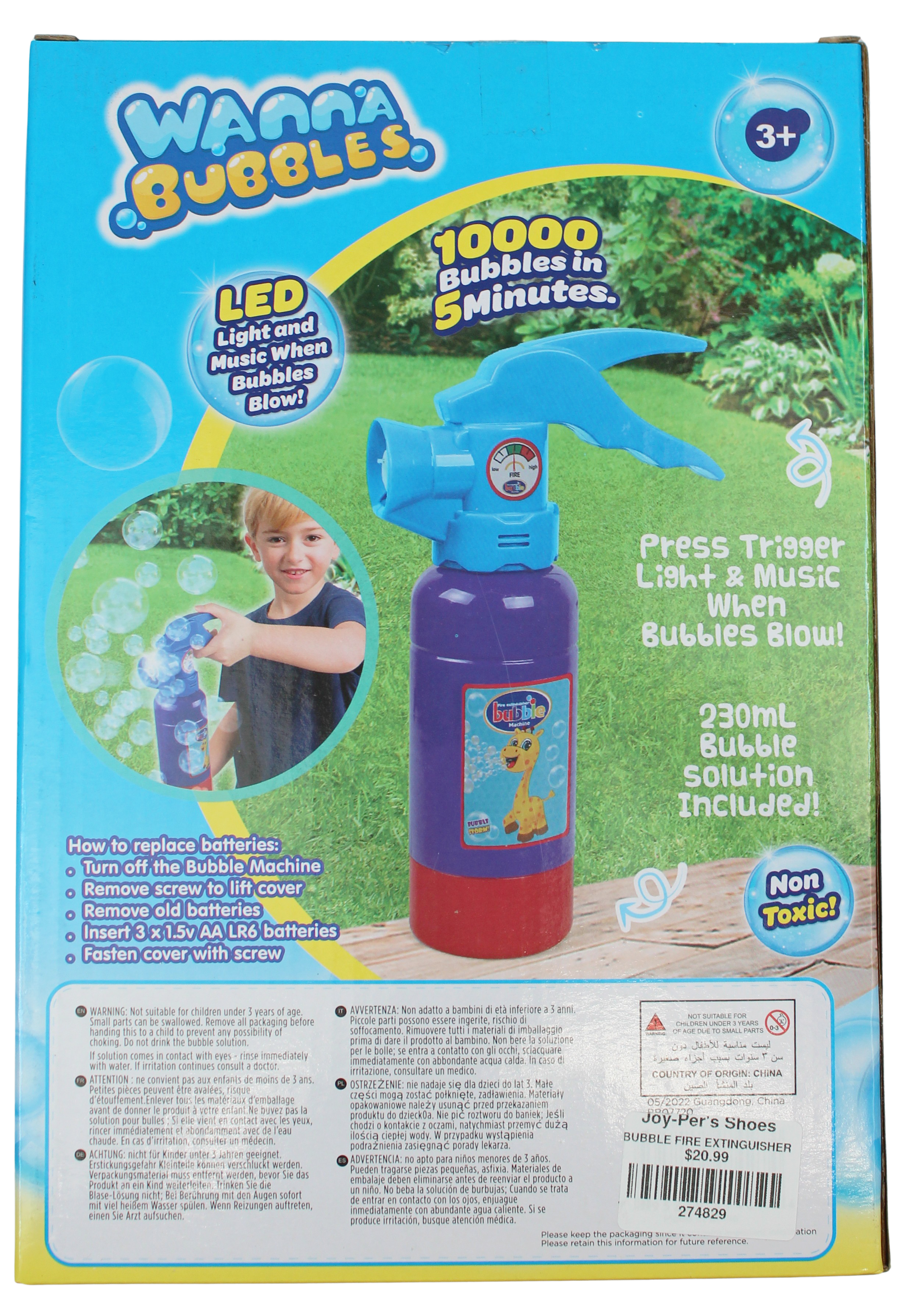 Joia Bubble Fire Extinguisher – Kids Bubble Blaster Toy JOIA TRADING CO.
