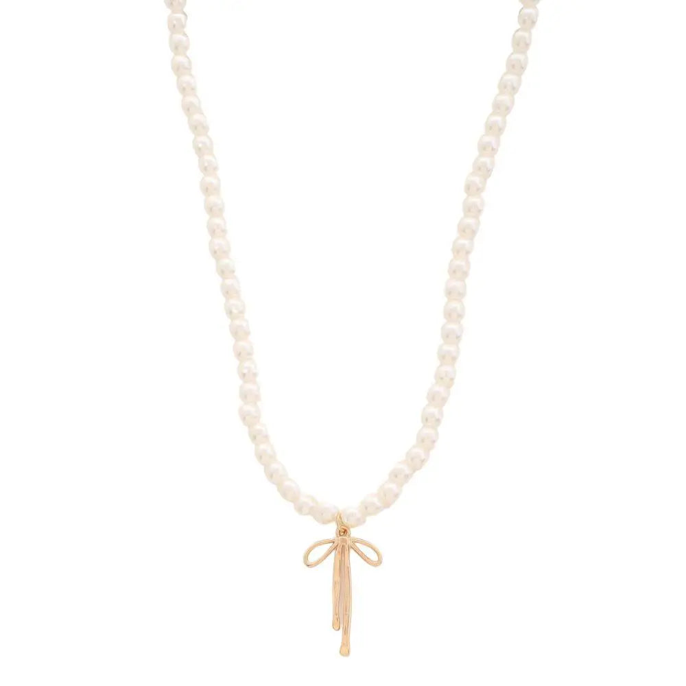 Joia Darling Bow Pearl Necklace – Sweet Elegance Style JOIA TRADING CO.