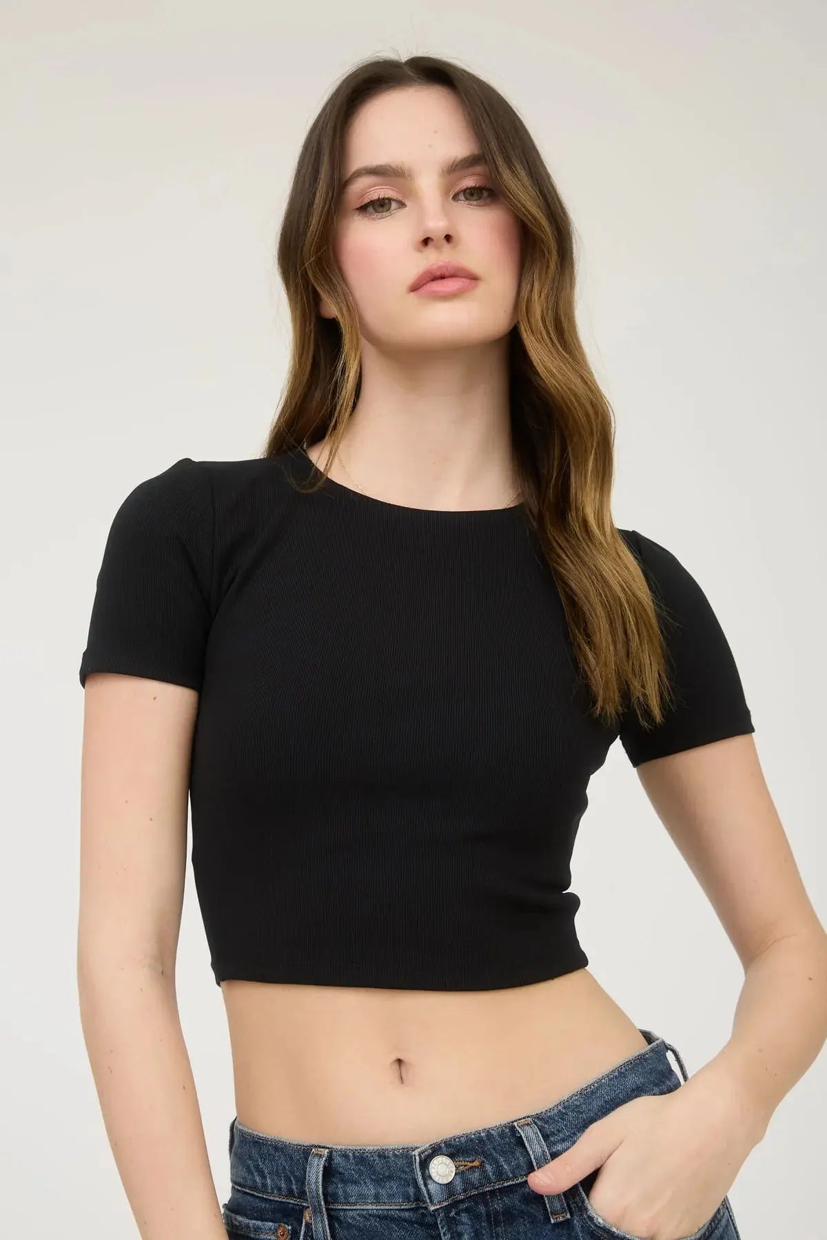 Blu Pepper Basic Crop Top – Effortless, Chic & Perfect for Layering BLACK-L BLU PEPPER