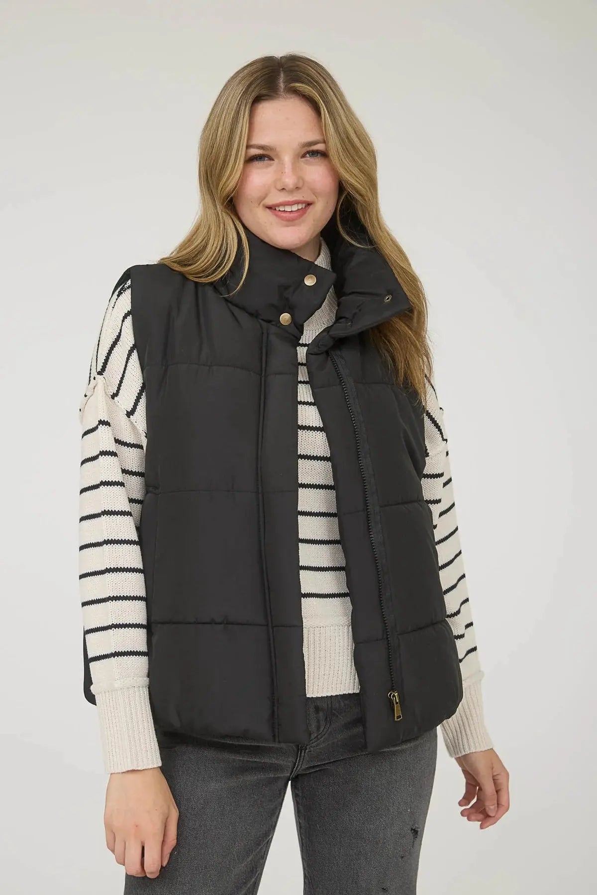 Blu Pepper Cozy Night Vest – High Neck Zip-Up Sleeveless Layer BLU PEPPER