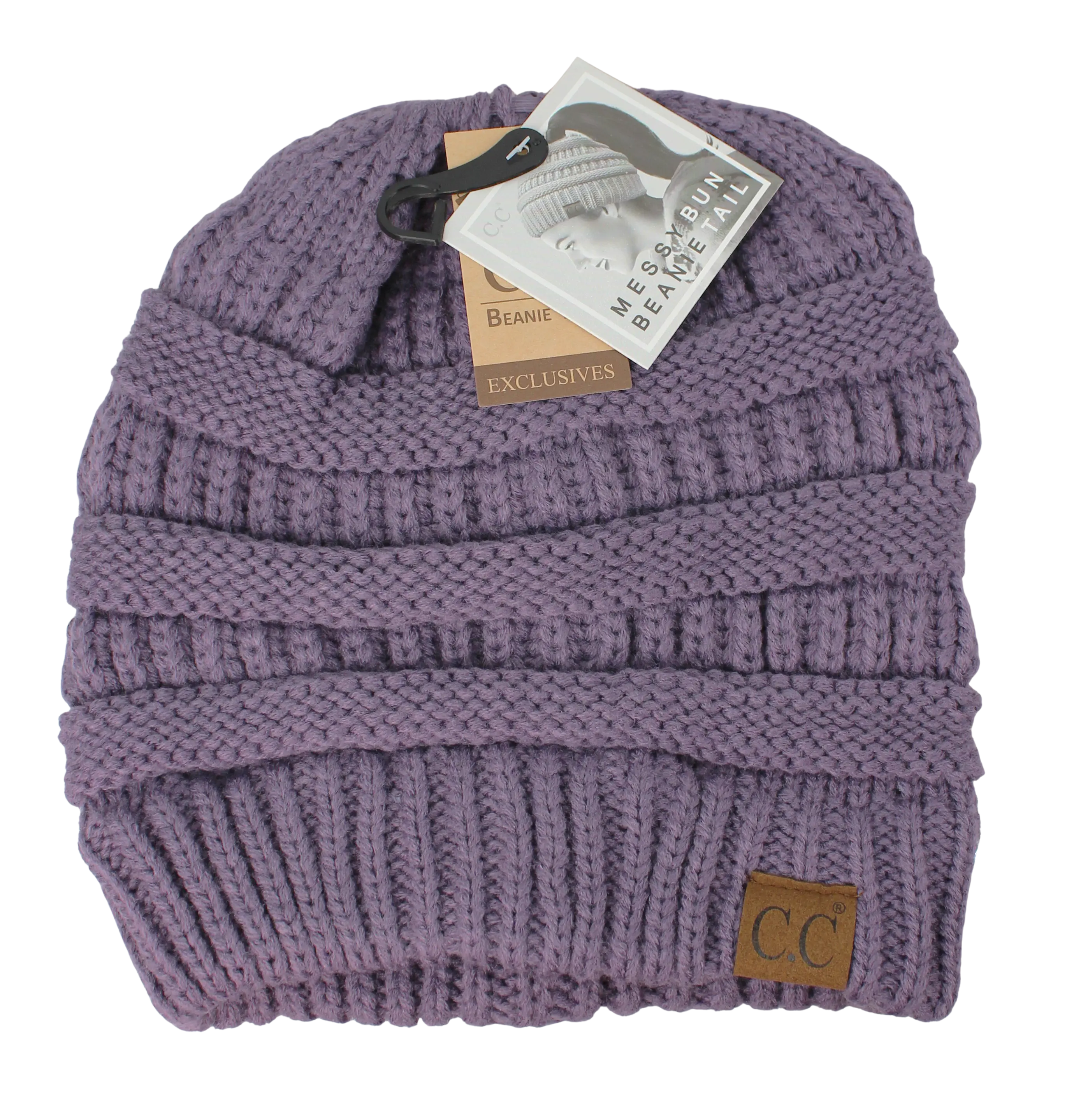 Women’s Beanie Tail CC Beanie – The Original Messy Bun Beanie  EA / VIOLET  CHEVEUX CORP.