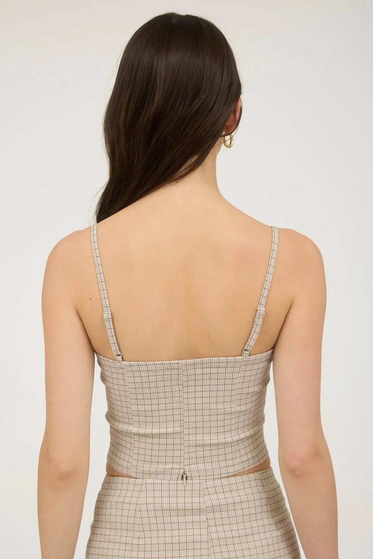 Blu Pepper Butterscotch Plaid Corset – Sweetheart Neckline & Lace    BLU PEPPER